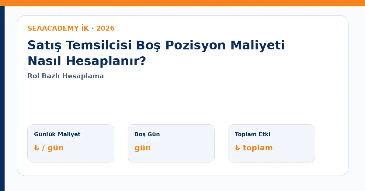 Satış Temsilcisi Boş Pozisyon Maliyeti Nasıl Hesaplanır?