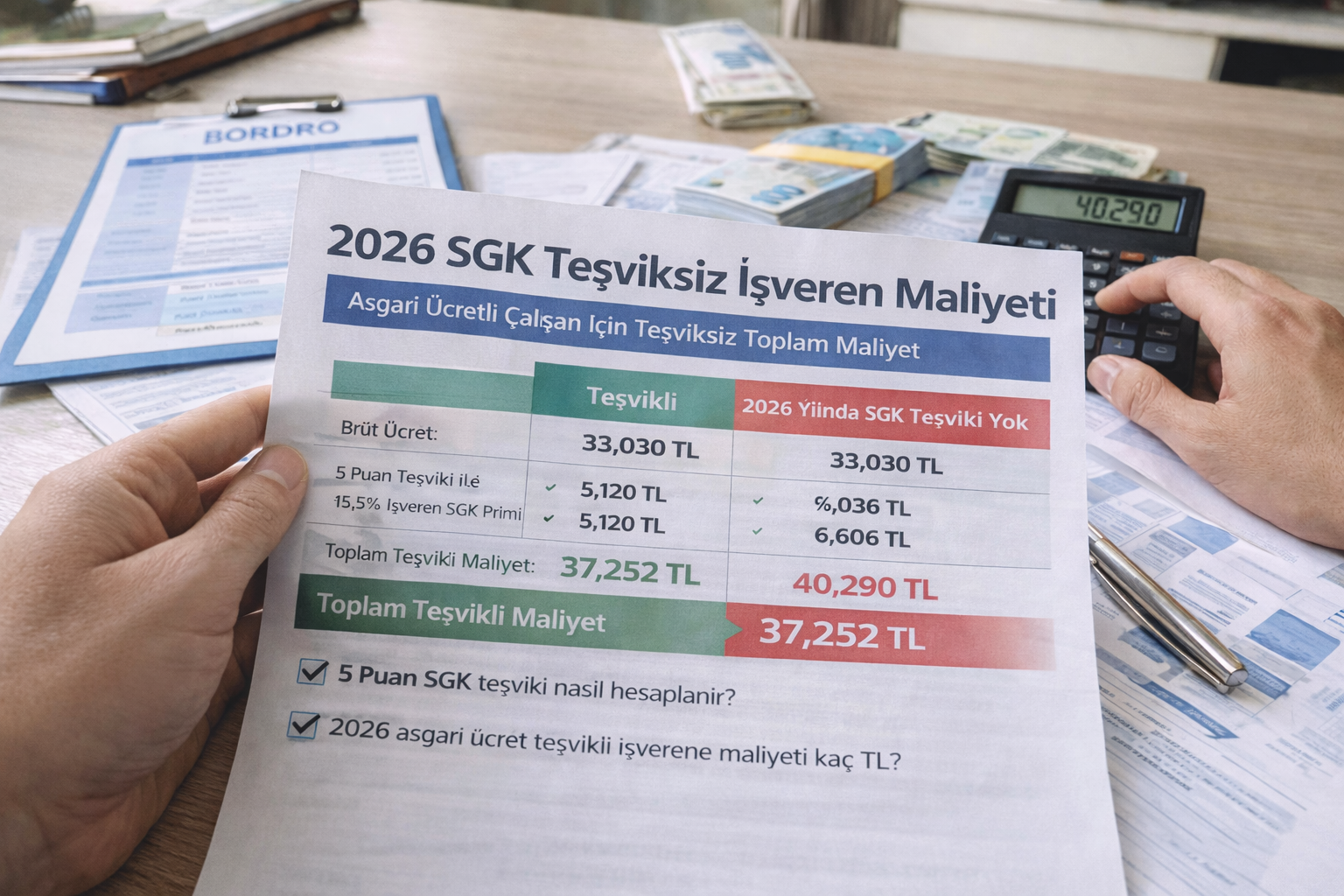 Teşviksiz SGK maliyet hesaplama