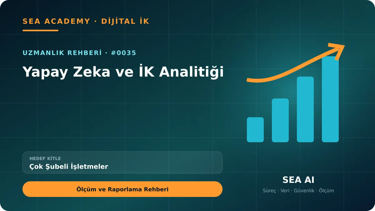 Çok Şubeli İşletmeler İçin Yapay Zeka ve İK Analitiği: Ölçüm ve Raporlama Rehberi için özgün rehber kapağı