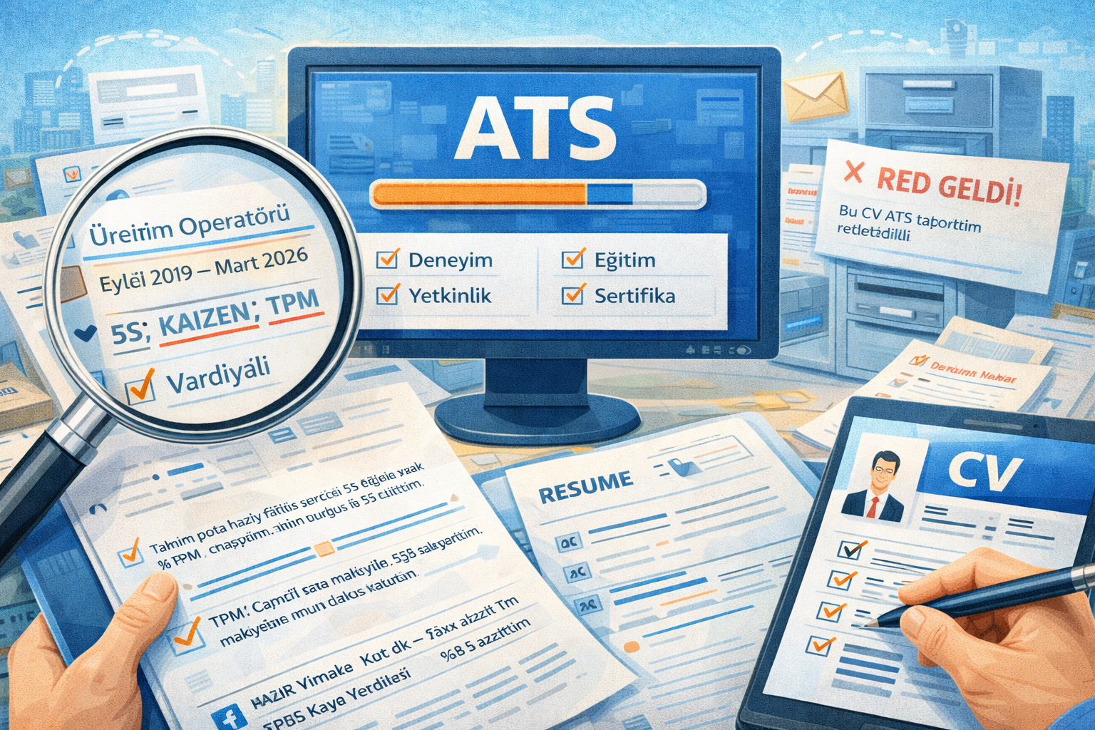 ATS uyumlu CV: sade format, doğru başlıklar, anahtar kelimeler