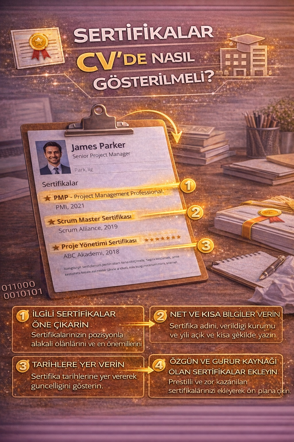 CV sertifika gösterme